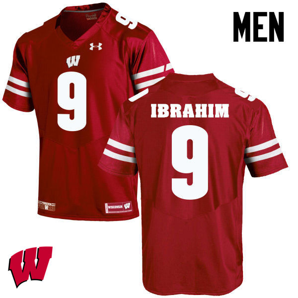 Wisconsin Badgers Men's #9 Rachid Ibrahim NCAA Under Armour Authentic Red College Stitched Football Jersey CJ40G03PH